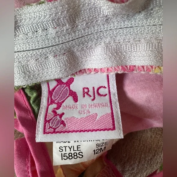 RJC Hawaiian Pink Floral Baby Dress Set 12M Luau Tropical - Picture 3 of 6